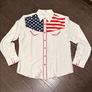 American Flag Design Casual Button Down Shirt